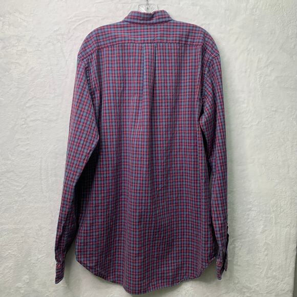 Ralph Lauren Large Tall Long LT Red Blue Plaid Long Sleeve Button Down Shirt - Picture 3 of 5